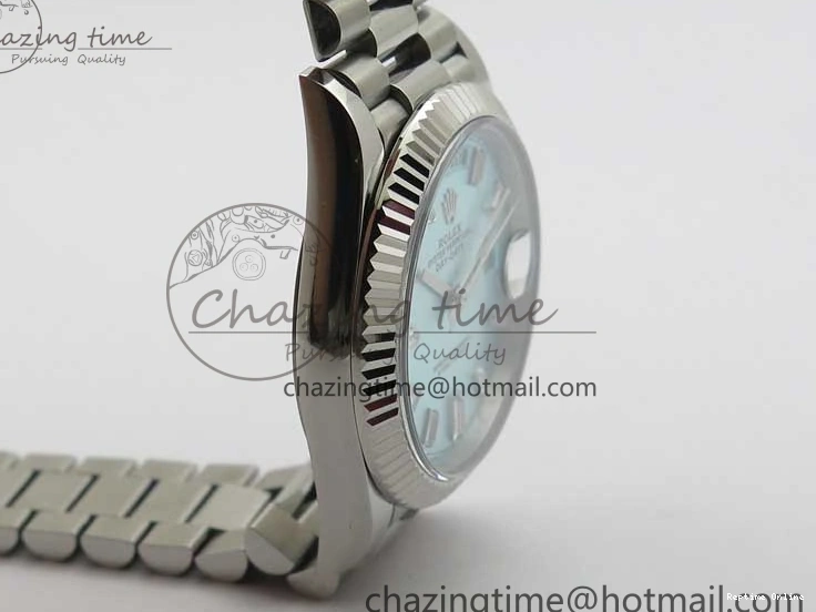 0417 SoftTouch Day-Date 40mm 228239 BP New Dial Version 904 SS Ice Blue T Crystal Markers Dial on SS President Bracelet A 2822